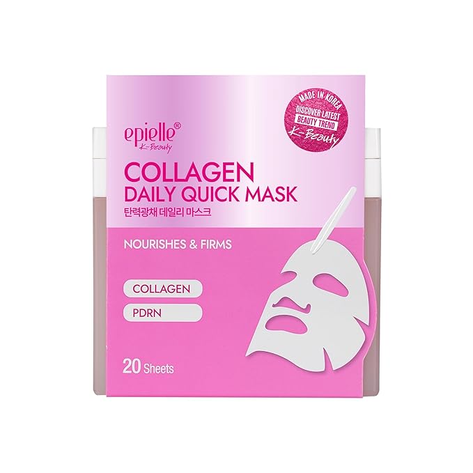 Epielle Collagen Korean Face Masks 20 Pack - Anti Aging Sheet Masks with Hyaluronic Acid for Hydrating & Plumping Skin, Thanksgiving Essentials & Stocking Stuffers for Women