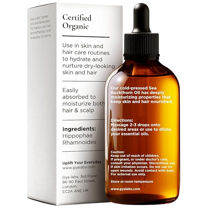 Gya Labs Sea Buckthorn Carrier Oil - 1.7 Fl Oz - for Hair, Skin, Face, Scalp & Body Massage