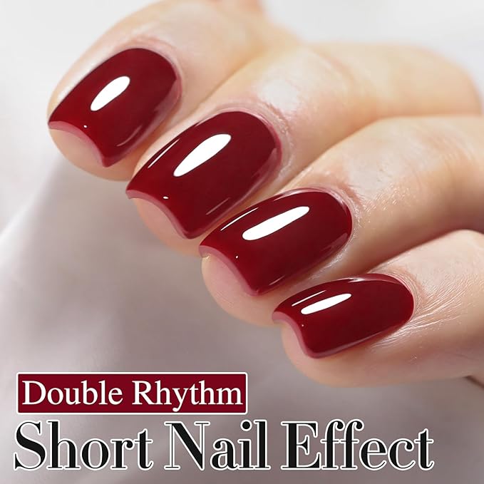 Double Rhythm 15ML Gel Polish Pure Sheer Same Color Same Bottle Soak Off Gel Polish Art Manicure Salon DIY at Home Gifts for Girls Women (Burgundy Red-A1452)