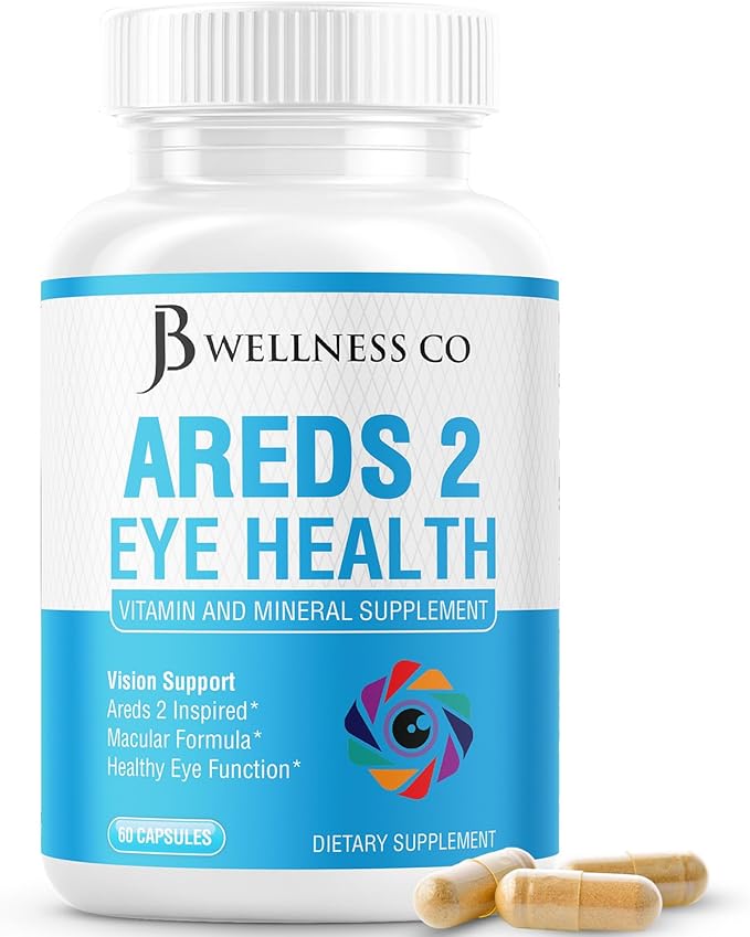 JB Wellness AREDS 2 Eye Vitamin & Mineral Supplement, Contains Lutein, Vitamin C, Zeaxanthin, Zinc & Vitamin Enhance Vision Supplement - 60 Count