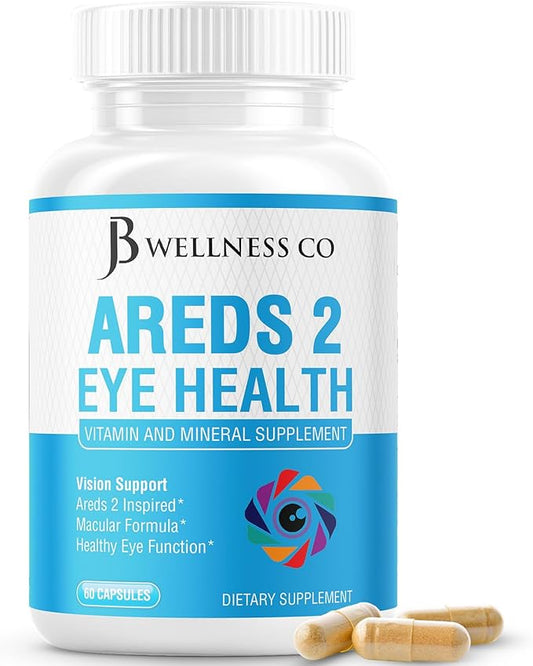 JB Wellness AREDS 2 Eye Vitamin & Mineral Supplement, Contains Lutein, Vitamin C, Zeaxanthin, Zinc & Vitamin Enhance Vision Supplement - 60 Count