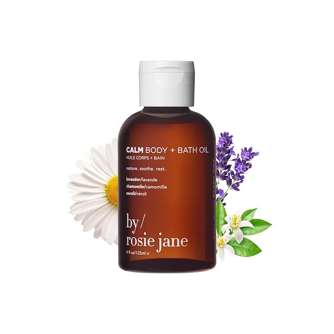 By Rosie Jane Calm Bath & Body Oil - Nourishing Body & Bath Oil to Leave Skin Soft, Smooth & Glowing - Enriched with Lavender, Chamomile & Neroli - Brightens and Boosts Collagen (125ml)