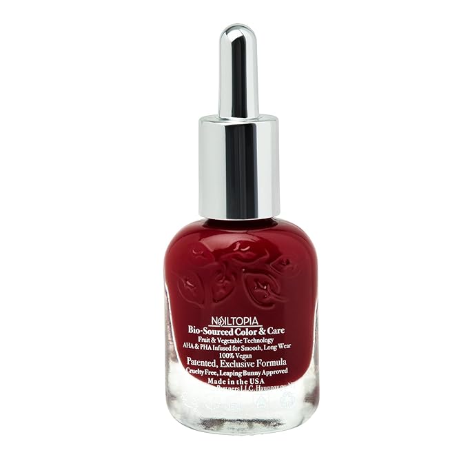 Nailtopia Bio-Sourced, Chip Free Nail Lacquer - All Natural, Strengthening Biotin and Superfood-Infused Polish - Chip Resistant Formula - Quick-Dry, Long Lasting Wear - Ruby Slippers - 0.41 oz