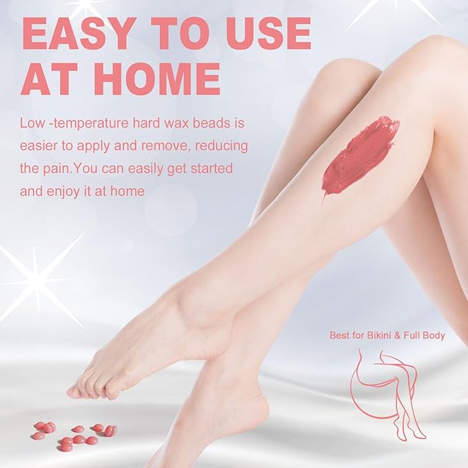 32 oz Hard Wax Beads, 2lb Waxing Beads for Full-Body Hair Removal, Brazilian & Bikini, Legs Underarms Face at Home & Professional Salon Refill Bulk Rosin-Free Natural Wax Bean for Sensitive Skin