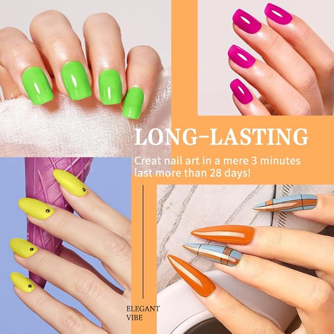 JR 9pcs 0.5oz Neon Gel Nail Polish Set Including Red Pink Nude Blue Orange Profesional Gel Polish Kit Soak Off Polish Home DIY Soak Off UV LED Nail Gel Kit DIY Manicure