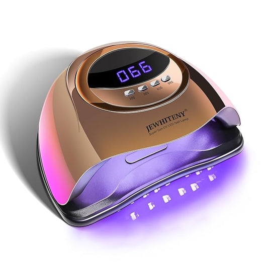 JEWHITENY Golden U V LED Light for Gel Nails:Nail Lamp with 4 Timers & Automatic Sensor Fast Curing Light for Gel Nail Polish Professional Manicure Tool