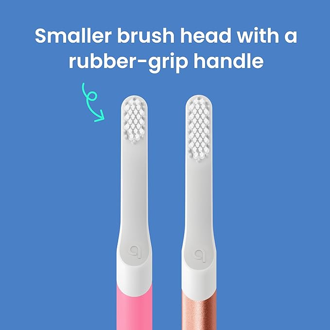 Quip Plastic Sonic Toothbrush for Kids Plus Extra Brush Head - GITD Pink (Glow in The Dark)