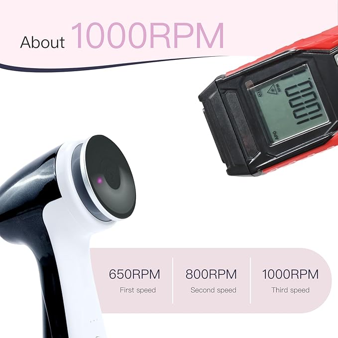 AprElm-E7 Rechargeable Electric Foot Callus Remover with 3-Sizes 120Pcs Sandpaper Discs, Professional 1000RPM 3-Speed Control Electric Foot File (Black)