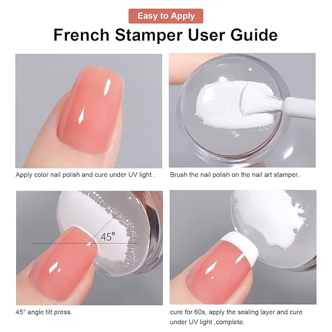 8PCS Nail Art Stamper Clear Silicone Nails Stamping Jelly with Scraper Transparent Visible Body DIY Manicure Nail Art Tool O