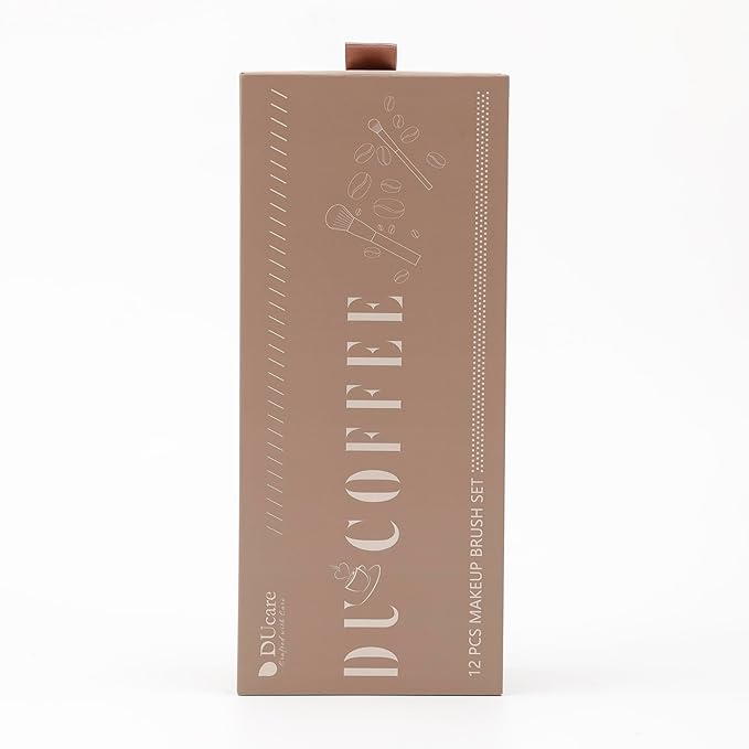 DUcare 14pcs Christmas Makeup Set,12Pcs Coffee Series Makeup Brush set with 2pcs Makeup Sponges Foundation Blending Face Powder Blush Eye Shadows Brushes