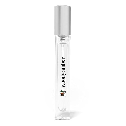 Just Juice Woody Amber - Mini Travel Perfume for Women and Men - Vanilla Perfume with Clove, Tonka Bean, Bonfire Smoke Notes - 0.33 oz