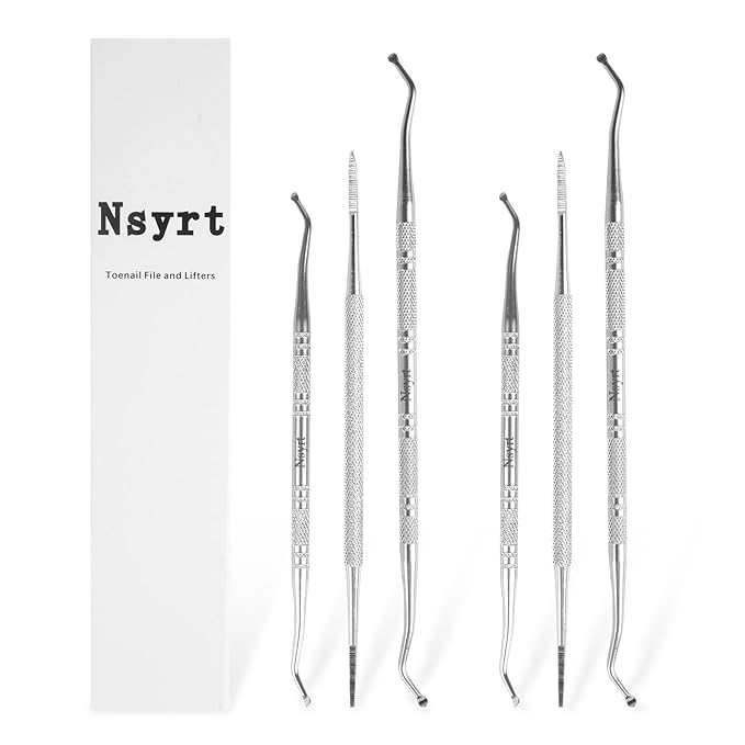 6PCS Ingrown Toenail File and Lifters, Professional Surgical Stainless Steel Ingrown Toenail Tool- Safe Nail Cleaning Treatment Pedicure Tools Kit Under Sidewall Cleaner Pain Relief Accessories