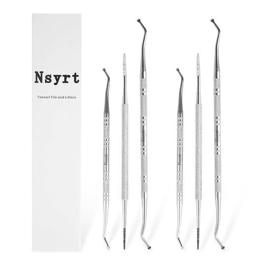 6PCS Ingrown Toenail File and Lifters, Professional Surgical Stainless Steel Ingrown Toenail Tool- Safe Nail Cleaning Treatment Pedicure Tools Kit Under Sidewall Cleaner Pain Relief Accessories