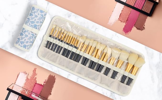 OCHEAL Makeup Brush Holder,Makeup Brush Organizer,Travel Makeup Brushes Bag Cosmetic Bags Pouch for Women Cosmetic Brushes Makeup Artist - Floral