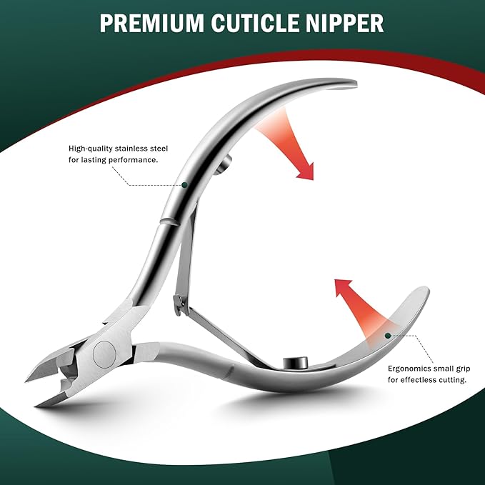 FVION Precision Cuticle Clippers – Professional Cuticle Trimmer and Dead Skin Remover, Sharp Stainless Steel Nail Tool for Manicure and Pedicure - 5mm