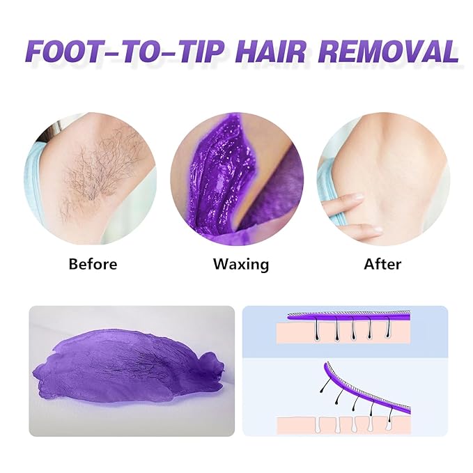 Brazilian Wax Beads 0.6lb for Sensitive Skin, Lavender Scented Hard Wax Beans for Coarse and Fine Hair Removal on Face, Bikini, Body, Professional Stripless Salon & Home Kit Refill