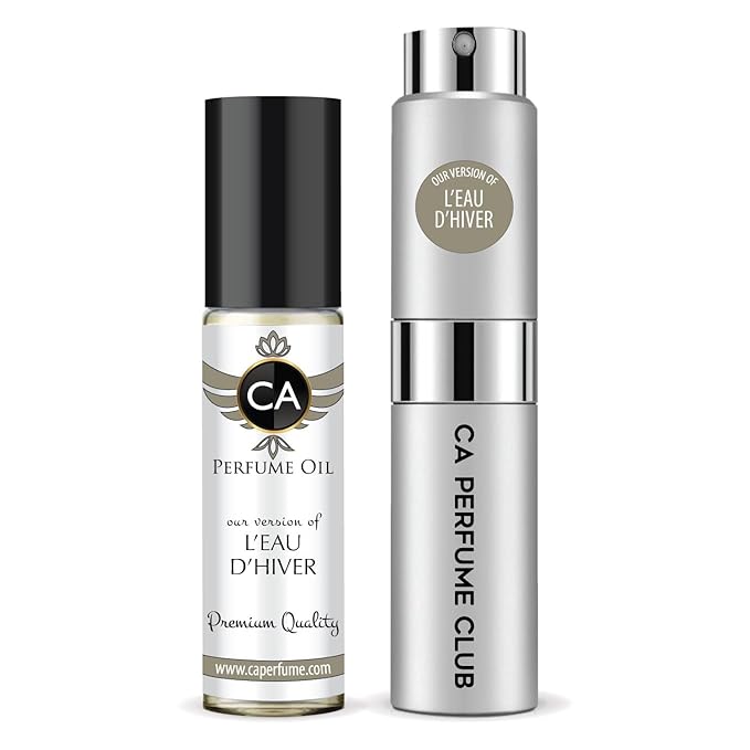CA Perfume Duo Impression of L'eau D'hiver For Women And Men Perfume Layering Set Long Lasting Travel Size EDP + Body Oil Roll-On Bottle 0.27 Fl Oz+0.33 Fl Oz