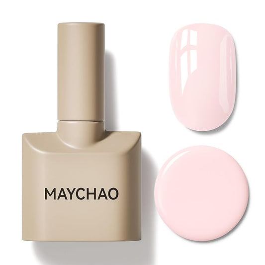 MAYCHAO 15ML Creamy Pink Gel Nail Polish 1Pc Pink Gel Polish Soak Off UV LED Nail Polish Nail Art Starter Manicure Salon DIY at Home, 0.5 OZ