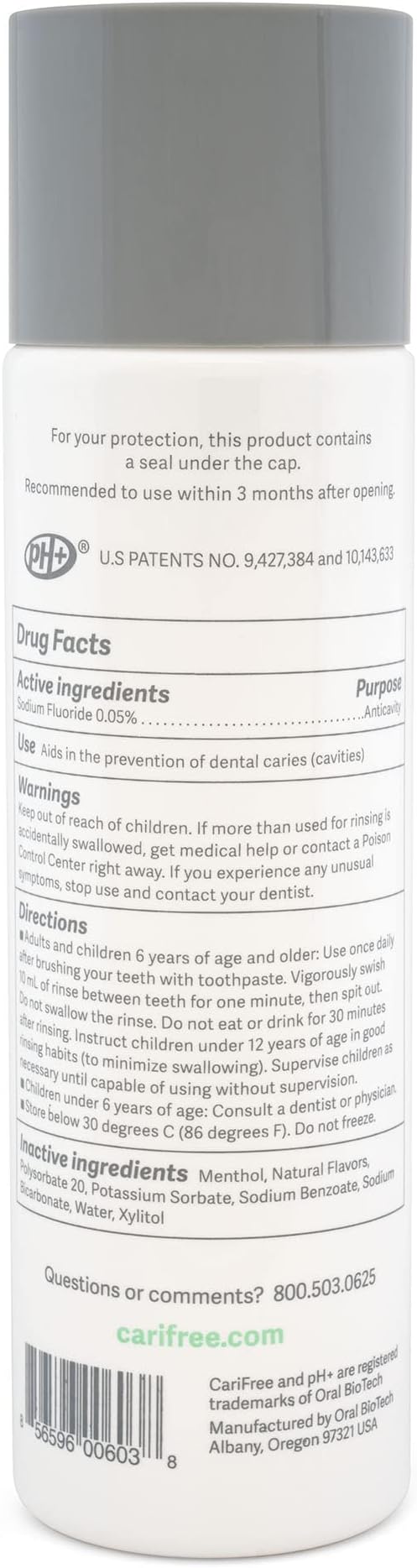 CariFree Maintenance Rinse, Mint Flavored, Anti-Cavity Fluoride Mouthwash, Dentist Recommended, Prevents Oral Decay, Freshens Breath, Alcohol-Free, Neutralizes pH (Previously CTx3)