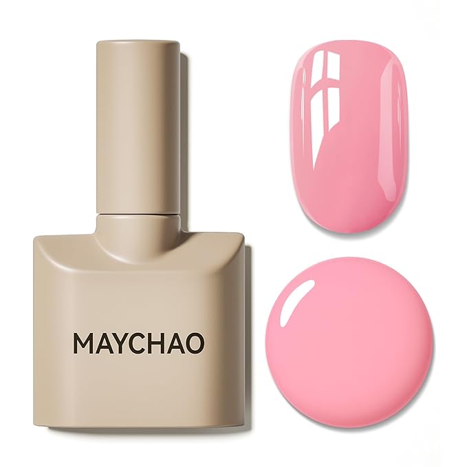 MAYCHAO 15ML Pink Gel Nail Polish, 1Pc Peach Pink Gel Polish Soak Off UV LED Nail Polish Nail Art Starter Manicure Salon DIY at Home, 0.5 OZ