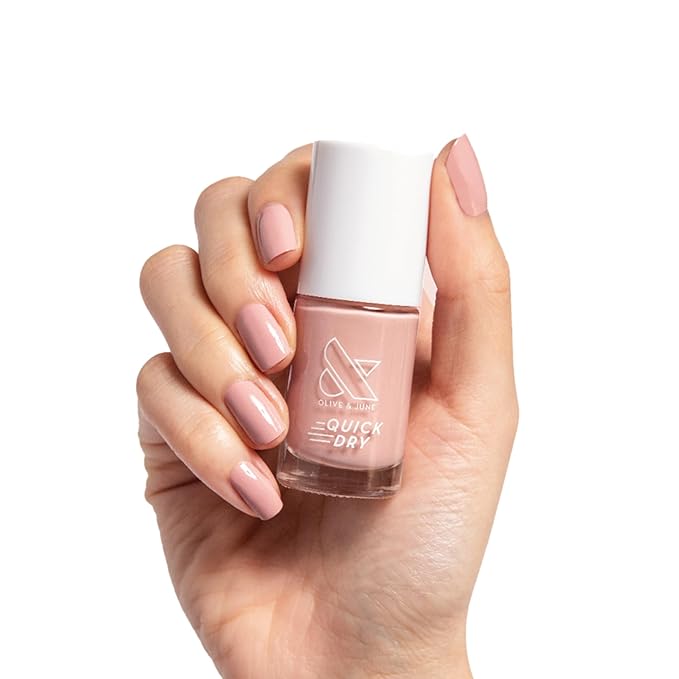 Olive & June Quick Dry Nail Polish | Instant, Fast-Drying, Smudgeproof Color | 15-free, Vegan, Cruelty-Free Formula | Lasts up to 5 Days | Salon-Quality Manicure Pedicure at Home | Poodle Pink Neutral