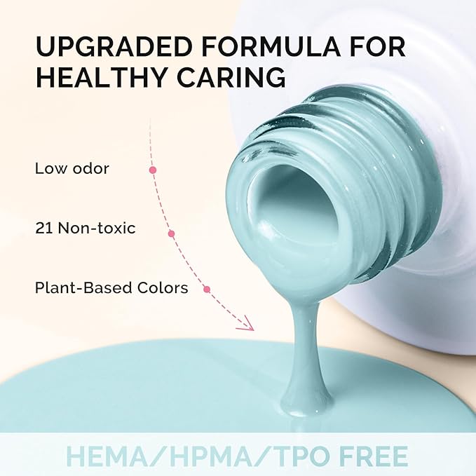 MelodySusie Fleurwee Plant Based Gel Nail Polish, Hema Free Light Blue Nail Polish, Soak Off UV LED Gel Polish Gift for Women 21 Non Toxic Long Lasting Nail Art Manicure Salon DIY at Home B1101