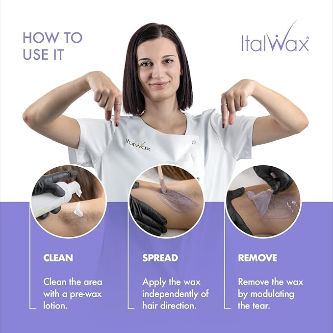 Italwax Orchid Jelly Wax 1.65 lb (750g) – Transparent Fast-Setting Violet Gel with Strong Grip and floral fragrance, Ideal for Bikini & Underarms, Highly Elastic and Easy to Control – Made in Italy