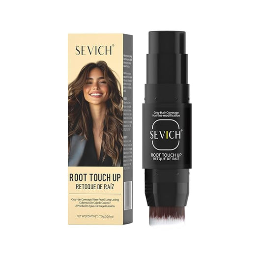 SEVICH Dual-Ended Root Touch Up Stick - Waterproof Hairline Enhancer for Sparse Hairlines & Gray Coverage, Non-Sticky Scalp Concealer with Beeswax, Instant Volume & Natural Look (Black)