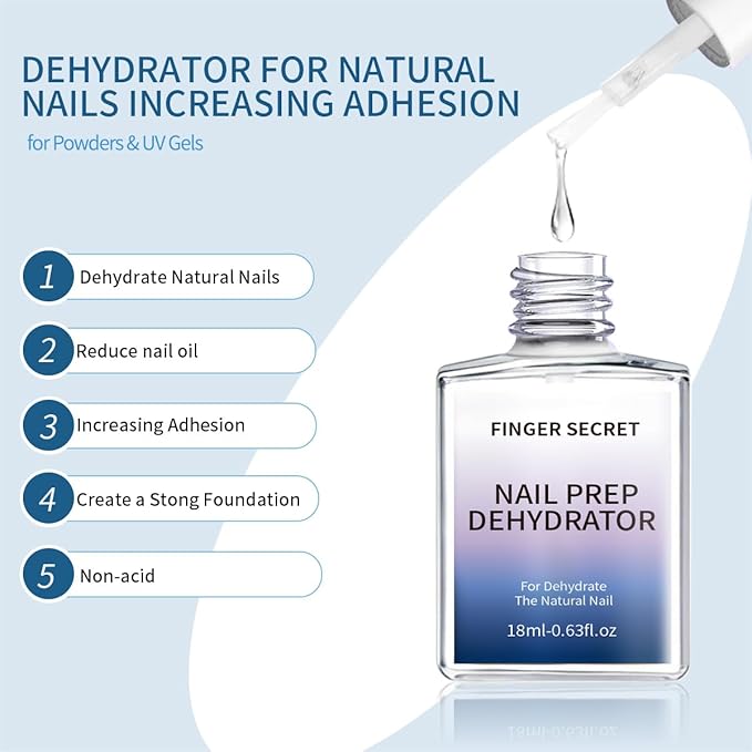 X-Strength Nail Primer and Prep Dehydrator Poly Gel Nail Kit,Nails Fast Dry Prep Base Coat Kit for Design Nail Art in Salon or Home Use 18ml/0.63floz