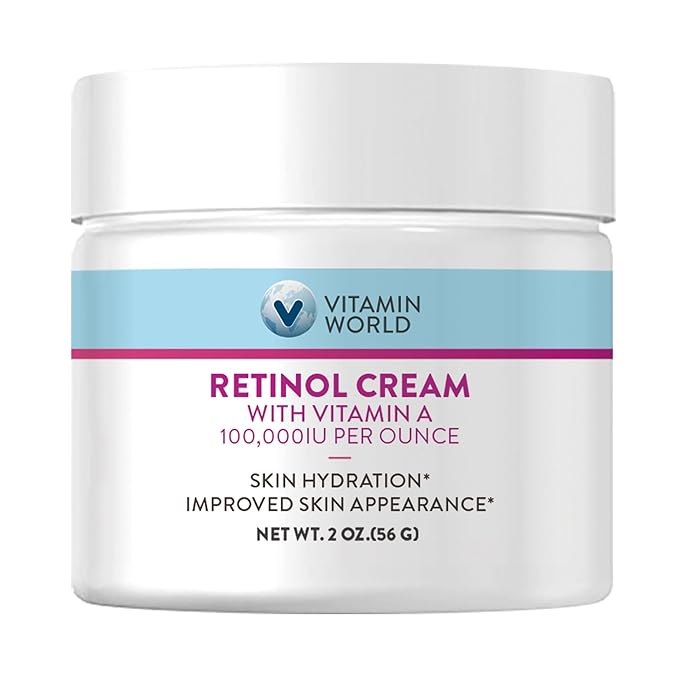 Vitamin World Retinol Cream 100,000 IU 2 oz., Gentle Retinol Night Cream for Face with Retinyl Palmitate & Dual Vitamin E & Coconut Oil, Face Moisturizer, Anti-Aging Wrinkle Cream