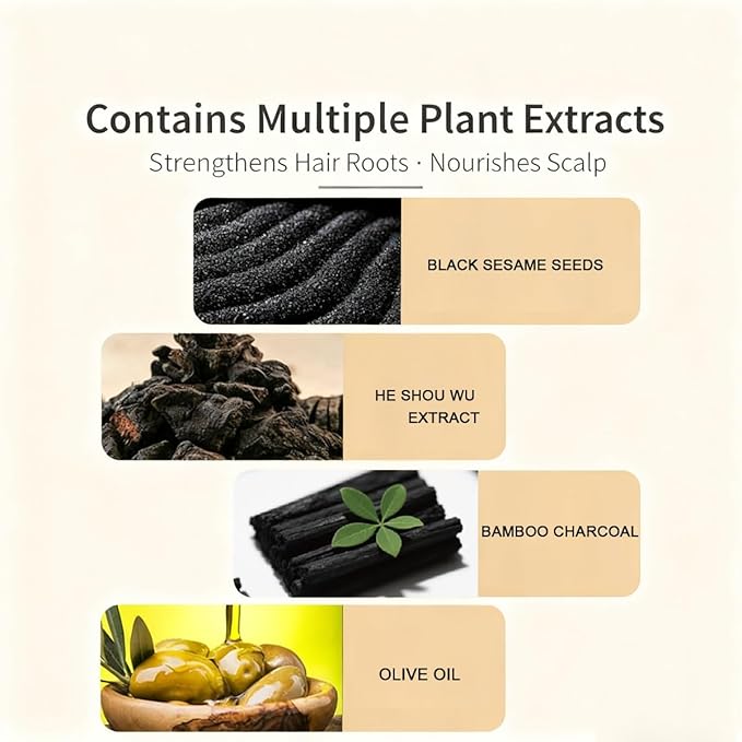 Gray Hair Reverse Bar Soap, Black Shampoo Bar for Hair & Beard Darkening, Herbal Black Soap for Men & Women Gray Hair Coverage, Deep Clean & Nourish the Scalp 3Pcs