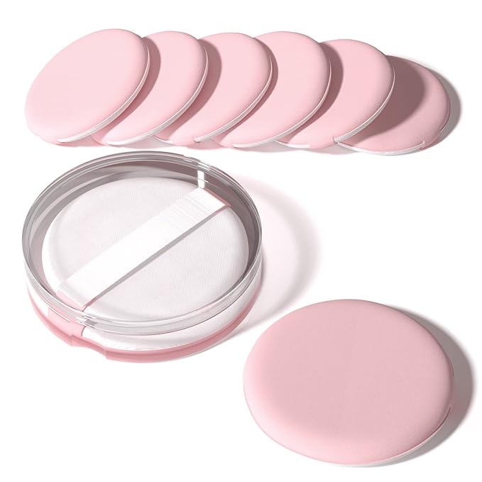 MOHOPE 8Pcs Air Cushion Makeup Sponges for Foundation with Portable Box | Latex-Free Blending Sponge for Liquid, Cream, Foundation and Powder | Round Powder Puff | Pink