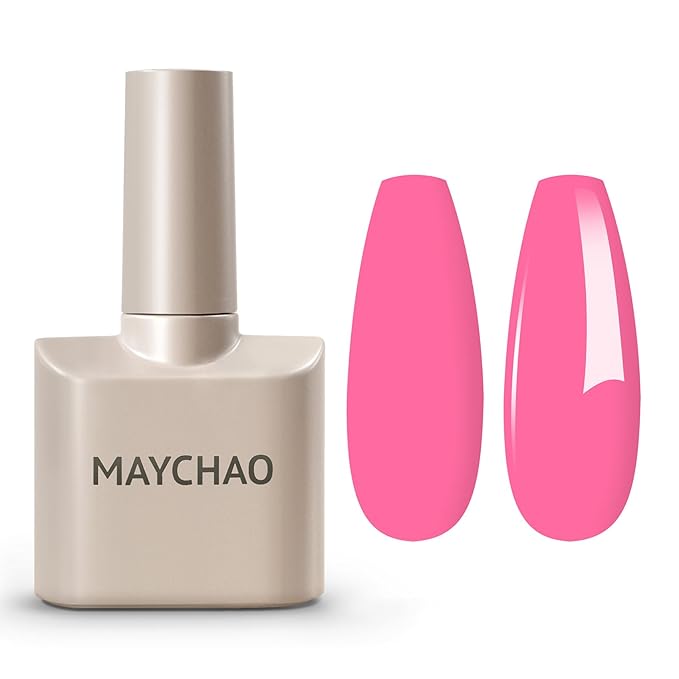 MAYCHAO 15ML Bright Pink Gel Nail Polish 1Pc Bubblegum Pink Gel Polish Soak Off UV LED Nail Polish Nail Art Starter Manicure Salon DIY at Home, 0.5 OZ