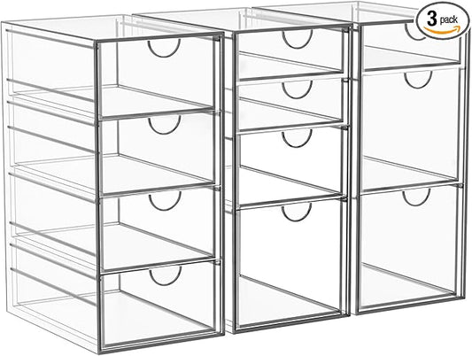 Arcylic Makeup Organzier with 11 Drawers, Clear Storage Drawers, Bathroom Makeup Organizer for Palettes, Cosmetic, and Beauty Supplies,Ideal for Vanity, Cabinet,Desk Organization