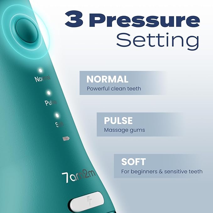7AM2M Portable Water Flosser Cordless, Water Flosser for Teeth with 3 Modes and 2 Jet Tips, USB C Rechargeable, IPX7 Waterproof, Dental Water Flosser for Travel and Home Use (Peacock Green)