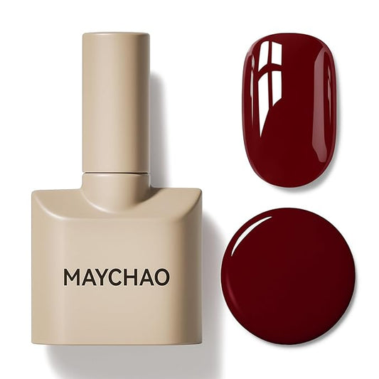 MAYCHAO 15ML Burgundy Red Gel Nail Polish 1Pc Wine Red Gel Polish Soak Off UV LED Nail Polish Nail Art Starter Manicure Salon DIY at Home, 0.5 OZ