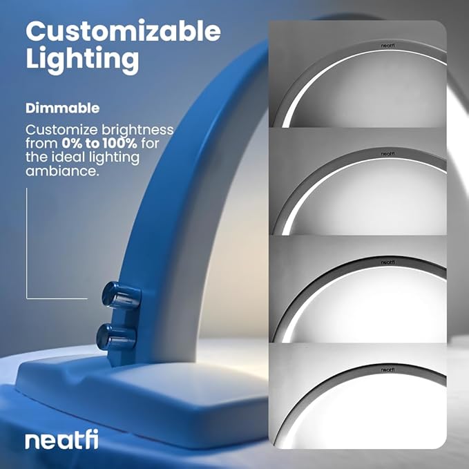 Neatfi LED Half Moon Table Lamp for Nail Tech, Estheticians, Cosmeticians, 1600 Lumens, 3 Light Modes, Desk Light for Manicure Art, Facial Treatments, Threading, Tattoo Applications (Modern, White)