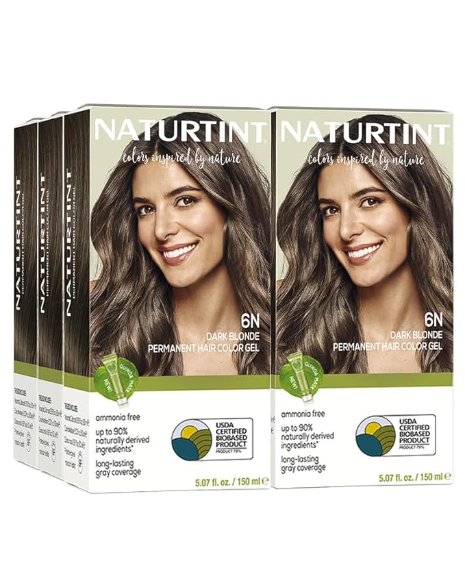 Naturtint 6N Dark Blonde Permanent Hair Color (Pack of 6), Ammonia Free, Vegan, Cruelty Free, up to 100% Gray Coverage, Long Lasting Results (Packaging may vary)