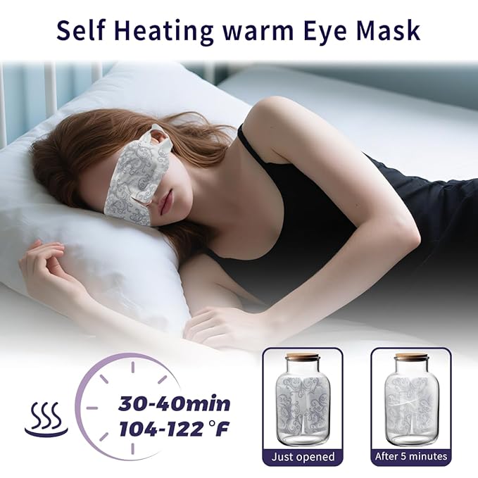 5 Pack Steam Eye Masks, Heated Eye Disposable Mask for Sleep Dry Eyes Dark Circles Treatment, Home Spa Relaxing Trip Gifts for Women Men