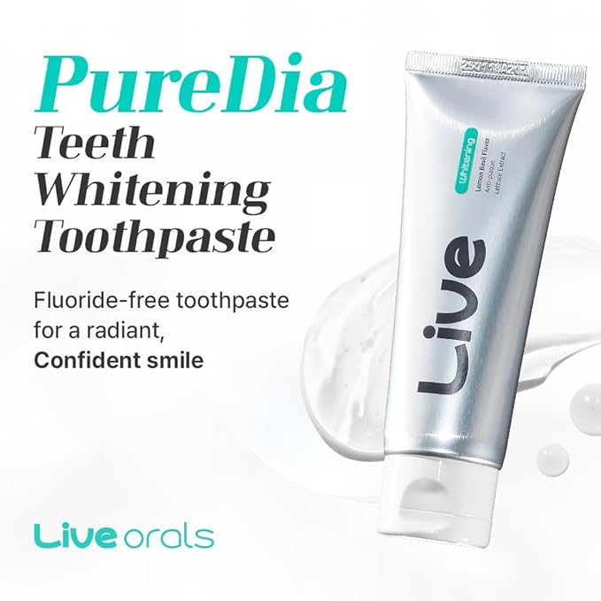 Puredia Whitening Toothpaste 80g – Fluoride-Free, Nano Hydroxyapatite & Hydrogen Peroxide, Sensitive Teeth, Enamel Strengthening, Natural Mint Gel