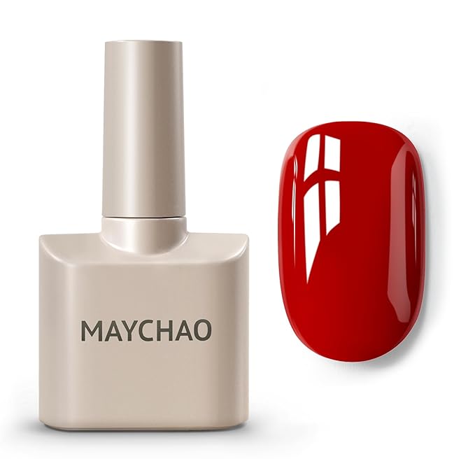 MAYCHAO 15ML Red Gel Nail Polish 1Pc Bright Red Gel Polish Soak Off UV LED Nail Polish Nail Art Starter Manicure Salon DIY at Home, 0.5 OZ