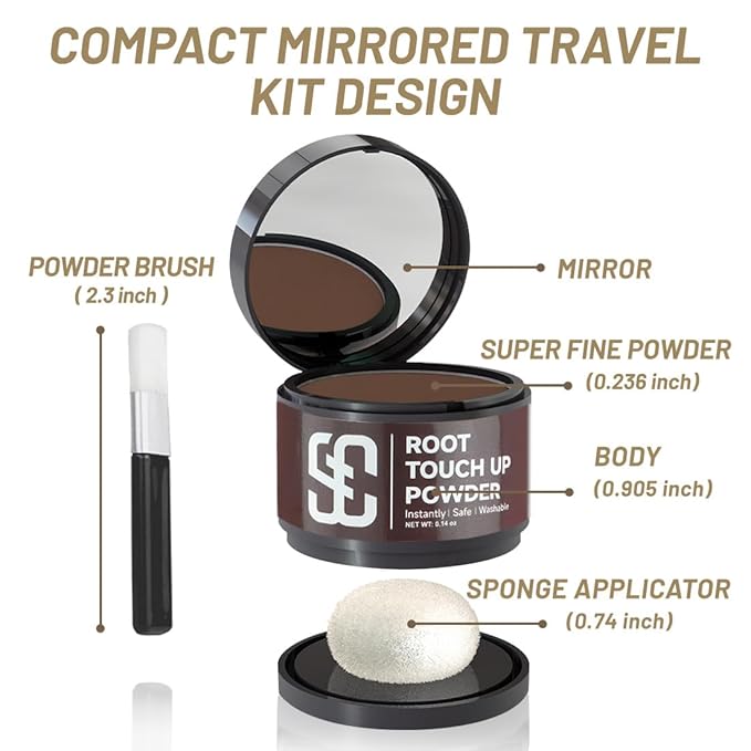 SOVONCARE Hairline Powder - Root Touch Up & Gray Hair Concealer for Men and Women, Instantly Covers Thinning Hair and Bald Spots, Natural-Looking Coverage Hazel Brown 0.35 oz