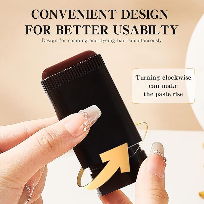 2-in-1 Hair Color Stick & Comb, Long-Lasting Waterproof Color,Sweat-Proof, Quick Root Touch-Up, Coloring Tool – For Women & Men (2-Pack-BROWNISH BLACK)