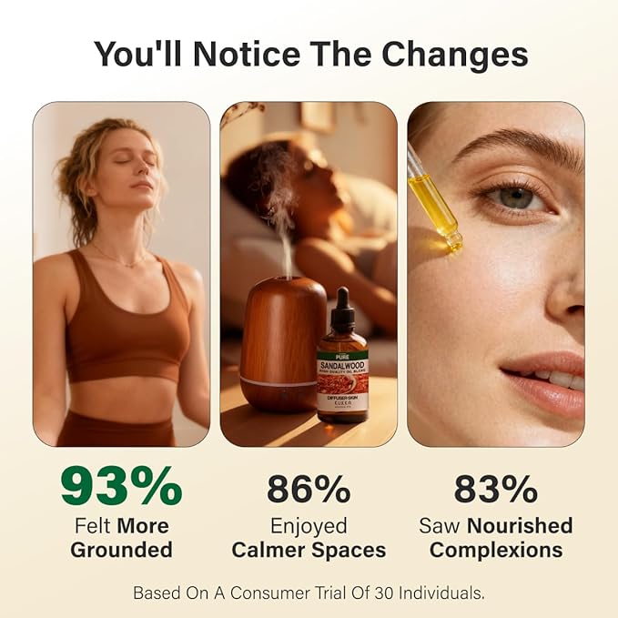 KUKKA Sandalwood Essential Oils - 4 Fl Oz - for Hair, Skin, Diffuser, Aromatherapy & DIY Soap Making Scent