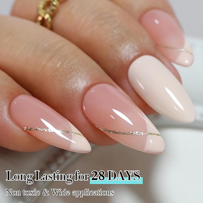 Double Rhythm 15ML Gel Nail Polish Pure Sheer Same Color Same Bottle Soak Off Gel Polish Art Manicure Salon DIY at Home for Women (Beige Pink-A1393)