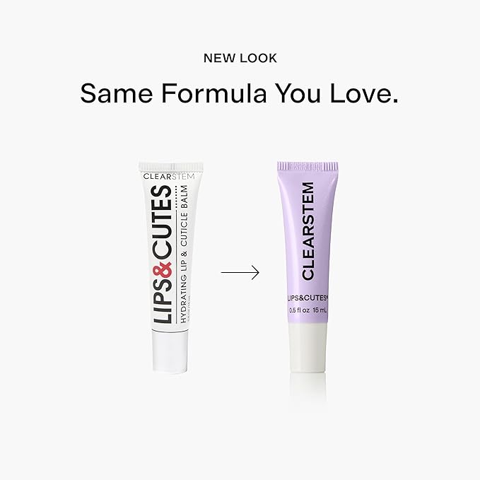 CLEARSTEM LIPS&CUTES Lip Balm & Cuticle Care - Multi-Tasking Hydrating Balm with Peptides, Vitamin E & Green Tea - Lip Care Products & Cuticle Balm Essentials for Daily Soothing & Nourishing Routine
