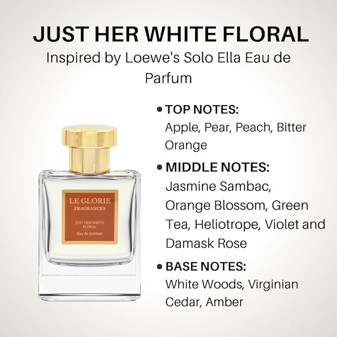 Inspired by Lo*we's Solo Ella, Just Her White Floral EDP, Long Lasting 12-14 Hours Perfume Spray for Women, All Skin Types, Cruelty Free - 1.7oz 50ml
