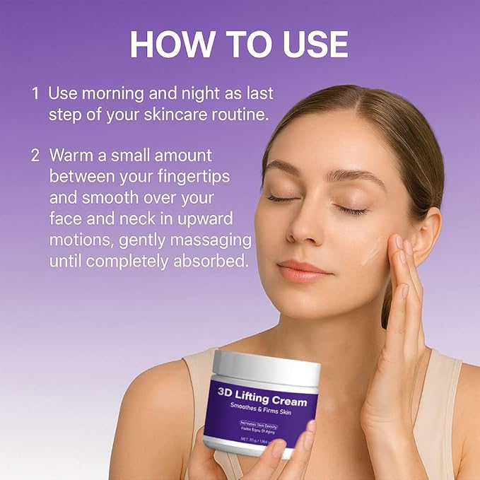 3D Lifting Night Cream, Korean Anti-Aging Moisturizer with 17-Peptide Complex, Probiotic Facial Treatment for Face, Neck Wrinkles，1.7 fl oz