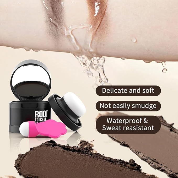 Gowwim Root Touch up Powder, Instantly Gray Hair Cover up Hairline Powder for Women & Men Waterproof and Sweatproof Root Cover Up Long-Lasting for Thinning & Loss Hair (Dark Brown1, 4g-1)