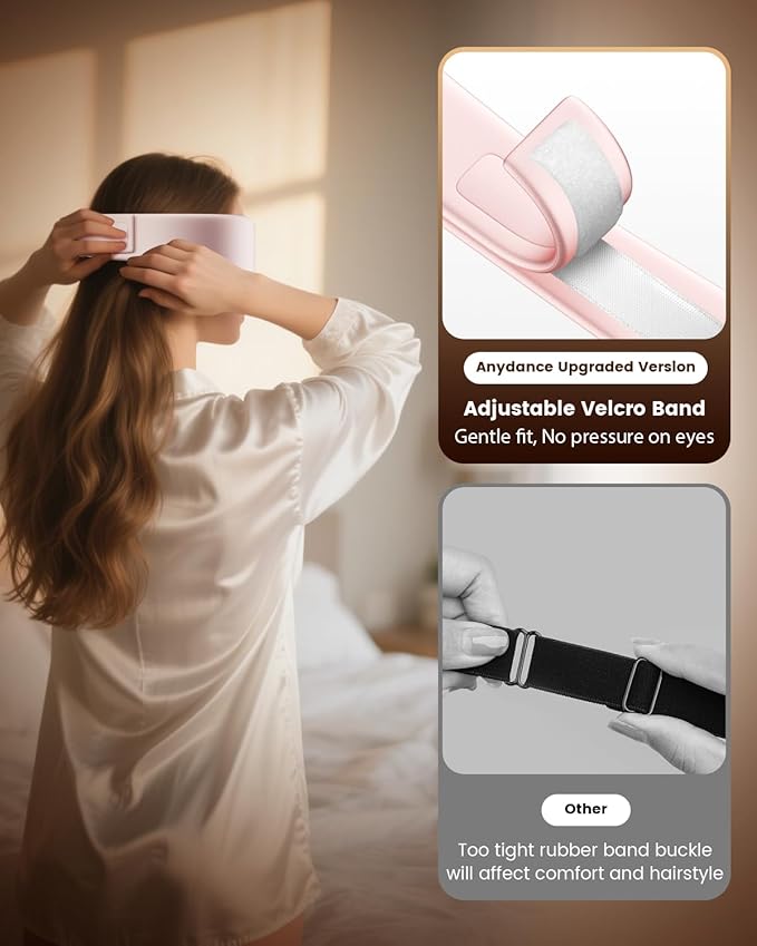 Heated Eye Mask - Cordless Eye Mask for Dry Eyes, Eye Relief, Improved Sleep, Timed Shutdown, 4 Temperature, Washable Eye Heating Pad for Travel, Christmas Gifts for Women Men - Pink